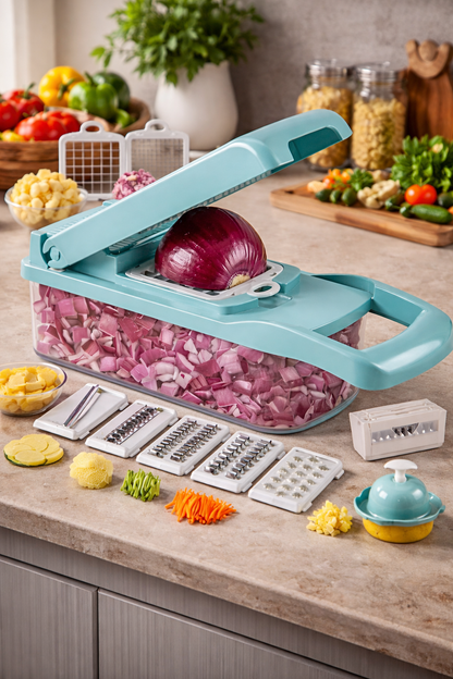 CORTADOR DE VEGETALES Y FRUTAS CON ACCESORIOS MULTIFUNCIÓN 10 EN 1 MD