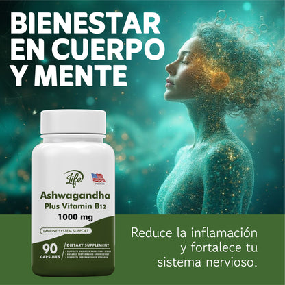ASHAWAGANDA (BODEGA(GINSENG INDIO) + B12 X 90 CAPSULAS