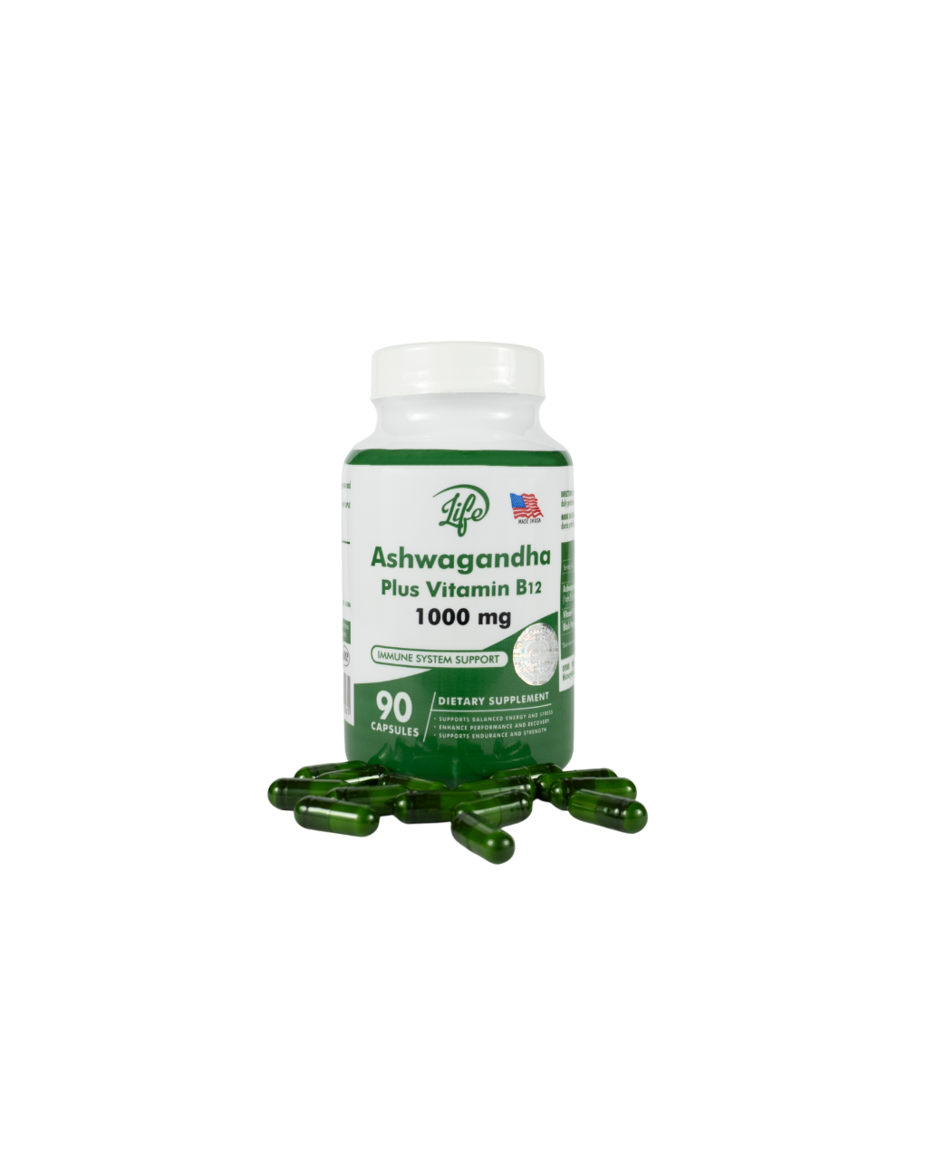 ASHAWAGANDA (BODEGA(GINSENG INDIO) + B12 X 90 CAPSULAS