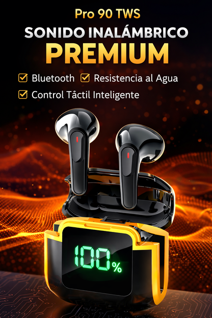 AUDÍFONOS INALÁMBRICOS IMPERMEABLES PRO 90 TWS CON CONTROL