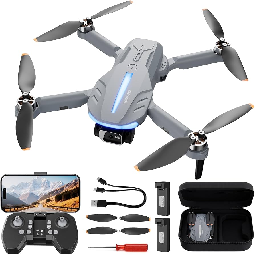 DRON CON CÁMARA 4K PARA ADULTOS - B16 GPS DE MENOS DE 8.82 OZ, MOTOR SIN ESCOBILLAS, CUADRICÓPTERO RC LIGERO