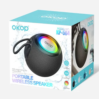 Parlante Bluetooth OKOP con Luces LED – Portátil y Recargable