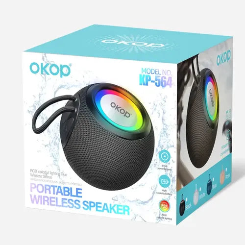 Parlante Bluetooth OKOP con Luces LED – Portátil y Recargable
