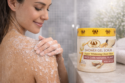 EXFOLIANTE CORPORAL DE LA MARCA TREE CITY, CON EXTRACTO DE ARROZ.