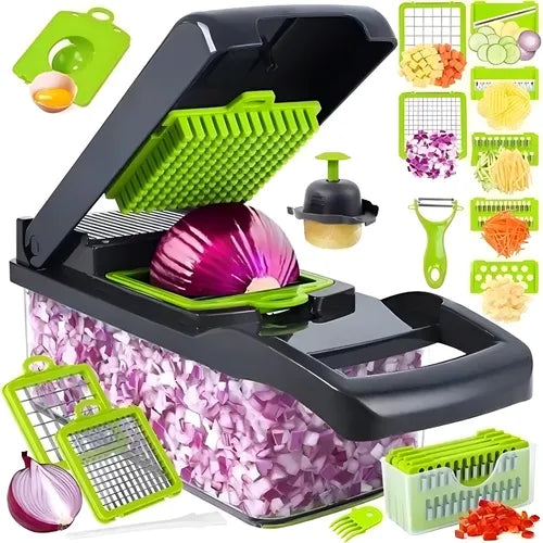 PICADORA DE VERDURAS 15 EN 1 CON 8 CUCHILLAS REEMPLAZABLES