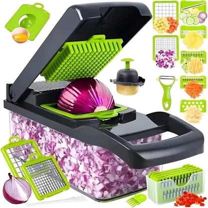 PICADORA DE VERDURAS 15 EN 1 CON 8 CUCHILLAS REEMPLAZABLES