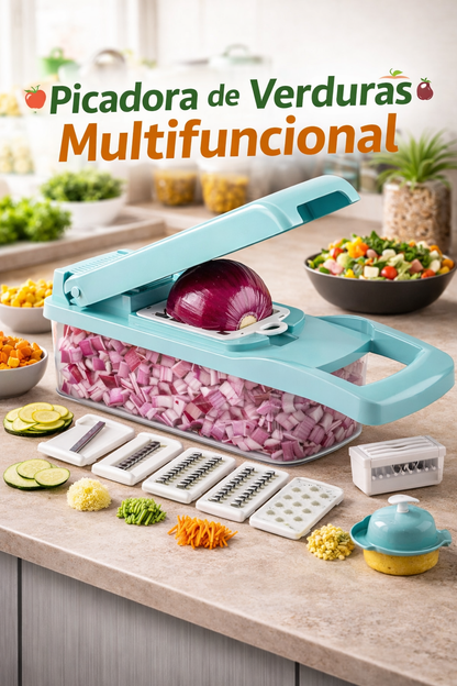 CORTADOR DE VEGETALES Y FRUTAS CON ACCESORIOS MULTIFUNCIÓN 10 EN 1 MD