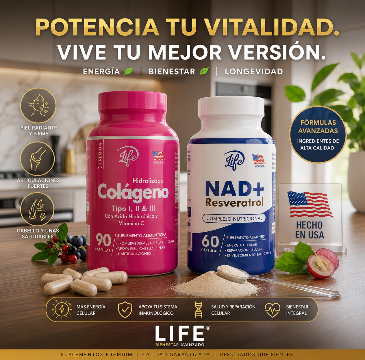 COMBO JUVENTUD ETERNA & FIRMEZA (COLAGENO+NAD RESVERATROL)