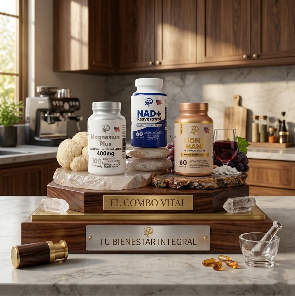COMBO TRÍO VITALIDAD MÁXIMA (MAGNESIO+ MELENA DE LEON + NAD RESVERATROL)